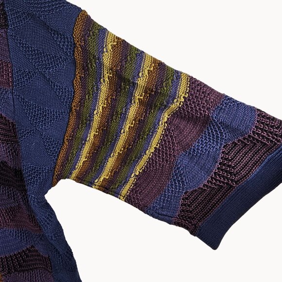 Luxury Cotton Womens XS Knit Boho Retro Style Granny Hippy Stripe Fall Cardigan - Picture 6 of 12